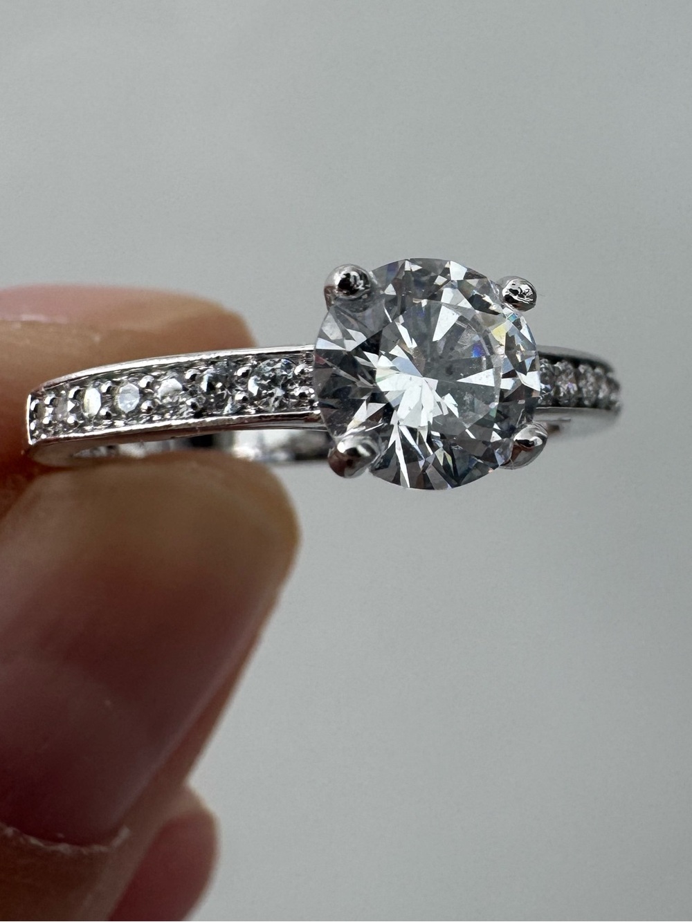 Swarovski Sparkling crystal clear round solitaire ring with pavƩ crystals 58